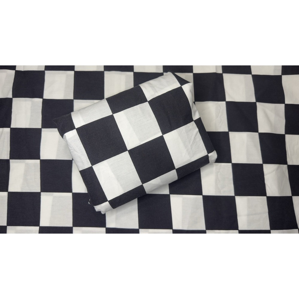 Stevens Sheet Set Checkered Black White Check Full Flat No Iron Percale Sheets